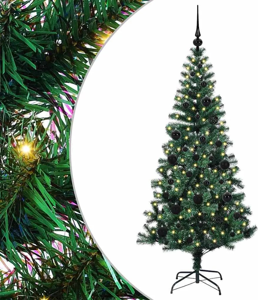 vidaXL Mesterséges, előre világított karácsonyi fa Zöld 150 cm