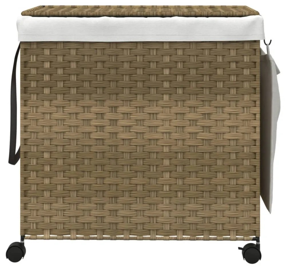 polyrattan szennyeskosár kerekekkel 60x35x60,5 cm