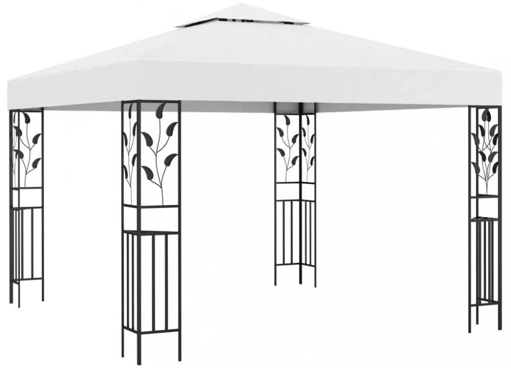 fehér pavilon LED fényfüzérrel 3 x 3 m
