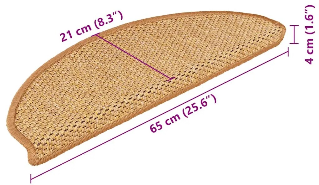 15 db szizálhatású szizálszínű öntapadó lépcsőszőnyeg 65x21x4cm