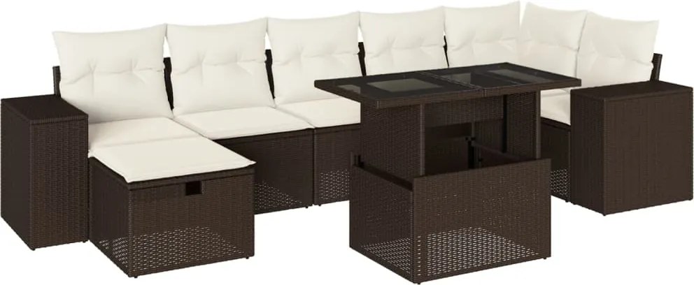 vidaXL 8 részes barna polyrattan kerti ülőgarnitúra párnákkal
