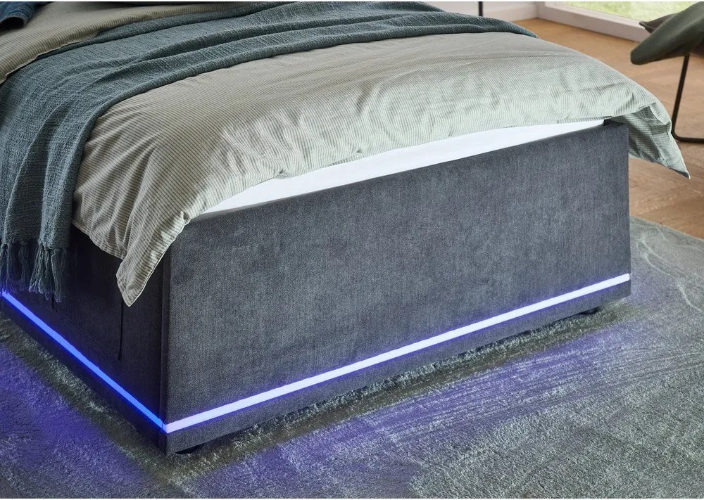 Sötétszürke kárpitozott gyerekágy ágyrács nélkül 90x200 cm Circle – Meise Möbel