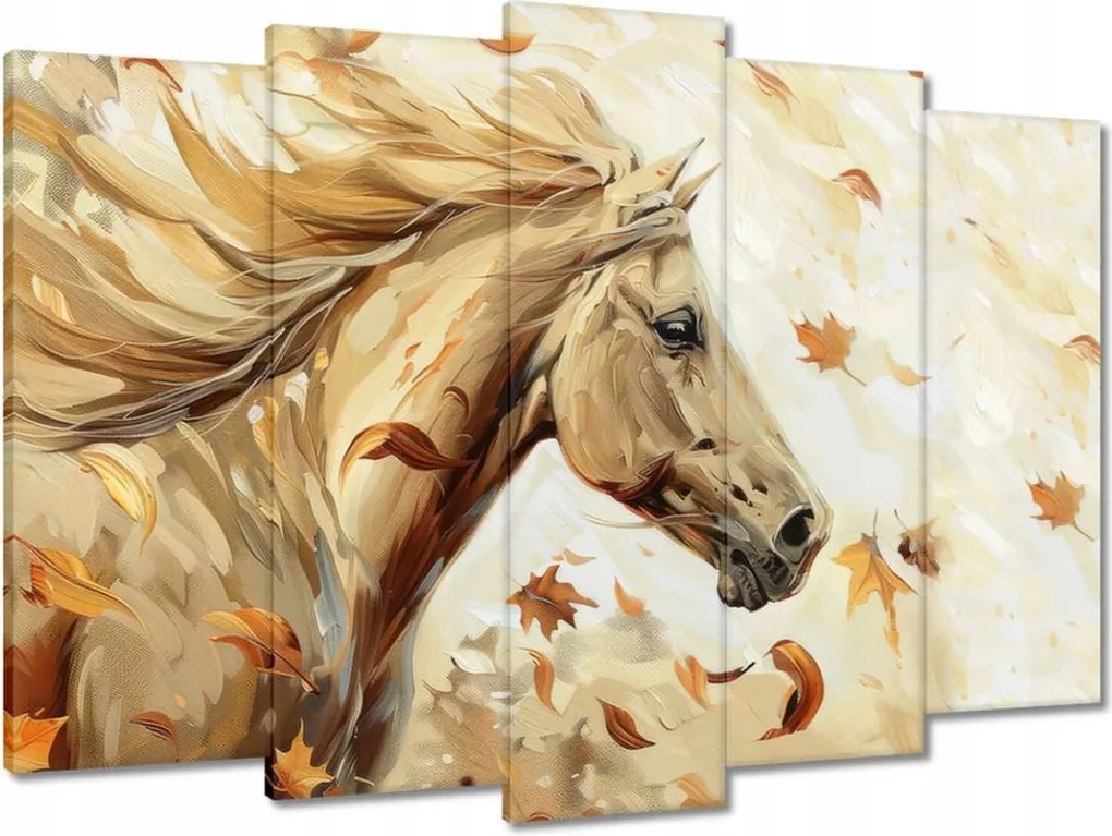 Vászonkép 70x50 Ló az őszi levelek között