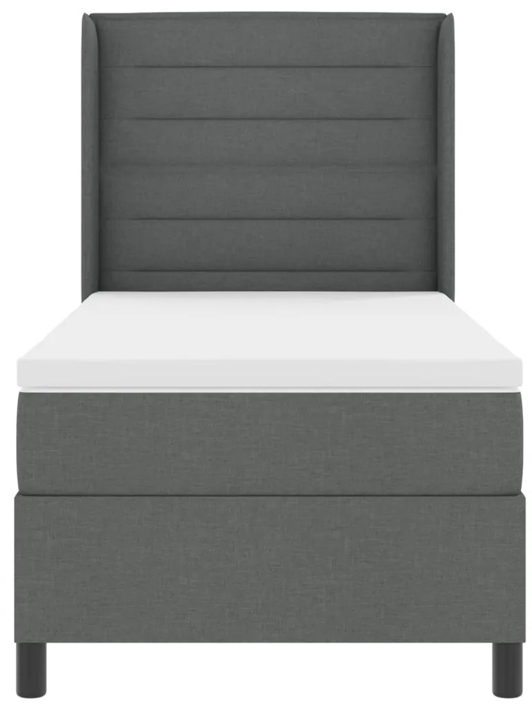 Boxspring Ágy Matraccal és LED Fekete Szürke 90x200 cm Szövet
