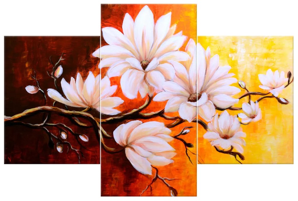 Gario Vászonkép Színes magnóliák - 3 részes Méret: 90 x 70 cm