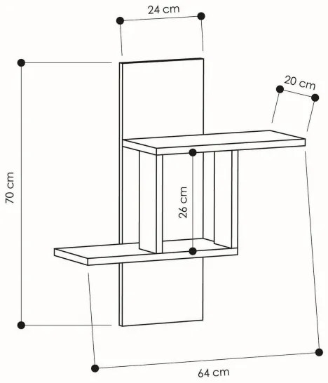 Fali polc MILL 70x64 cm antracit