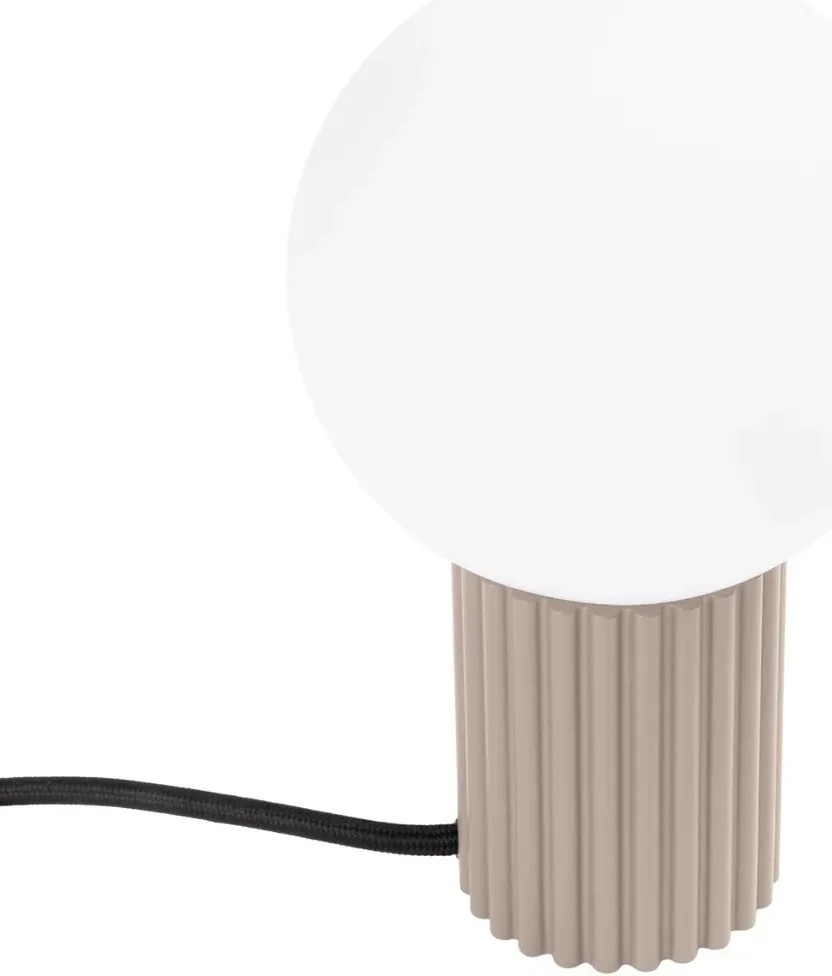 Taupe éjjeli asztali lámpa bordázott üveg fehér gömb Sollux kapcsolóval