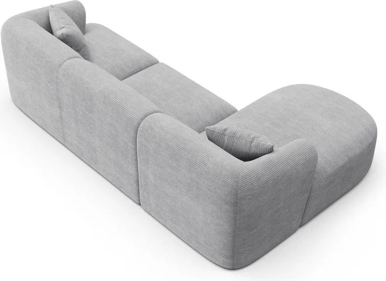 Világosszürke kordbársony sarokkanapé (bal oldali-heverő résszel) Campi – Cosmopolitan Design
