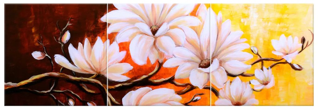 Gario Vászonkép Színes magnóliák - 3 részes Méret: 90 x 70 cm
