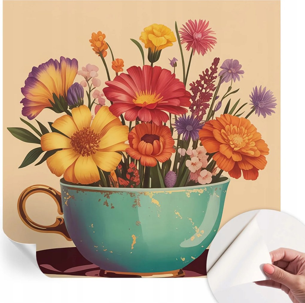 Öntapadós Dekoratív Fotótapéta Hálószobába Színes csokor 250x250 cm