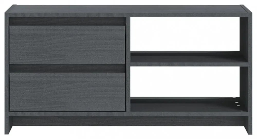 szürke tömör fenyőfa TV szekrény 80 x 31 x 39 cm