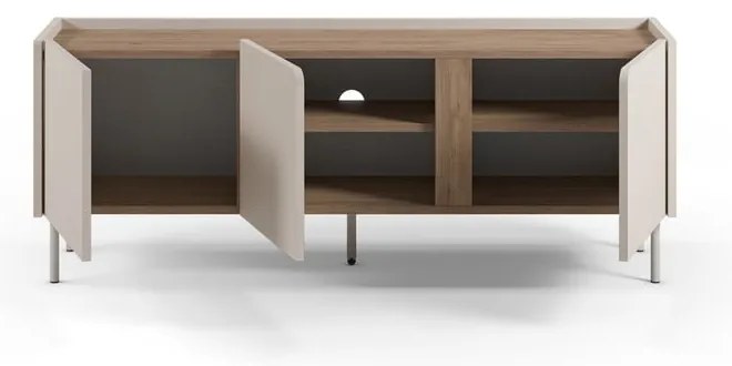 Krémszínű-natúr színű TV-állvány tölgyfa dekorral 140x53x35 cm Lucile – Marckeric