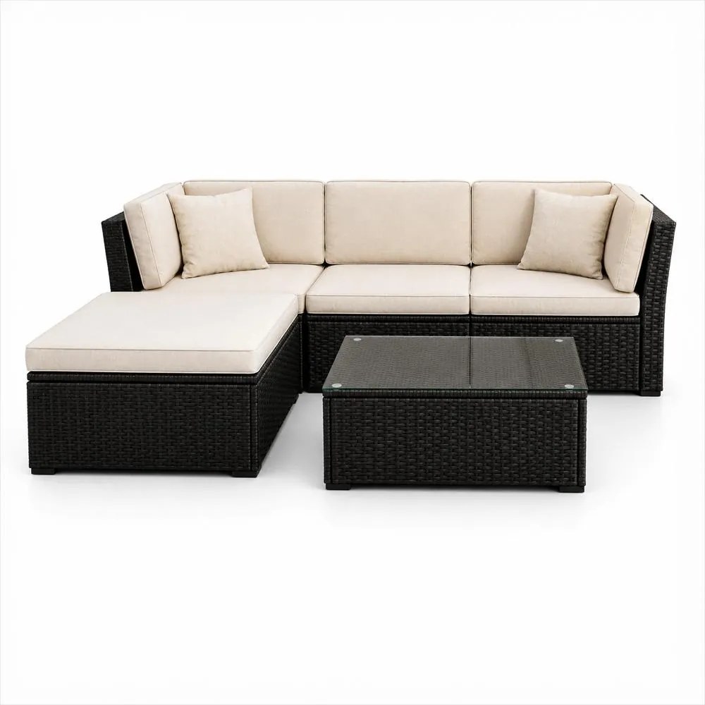 AVENBERG ARANCIO Kerti rattan garnitúra - fekete/bézs
