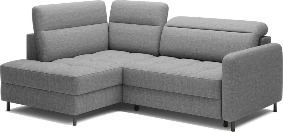 Szürke bársony kinyitható-tárolóhelyes sarokkanapé (bal oldali-L alakú) Barea – ELTAP