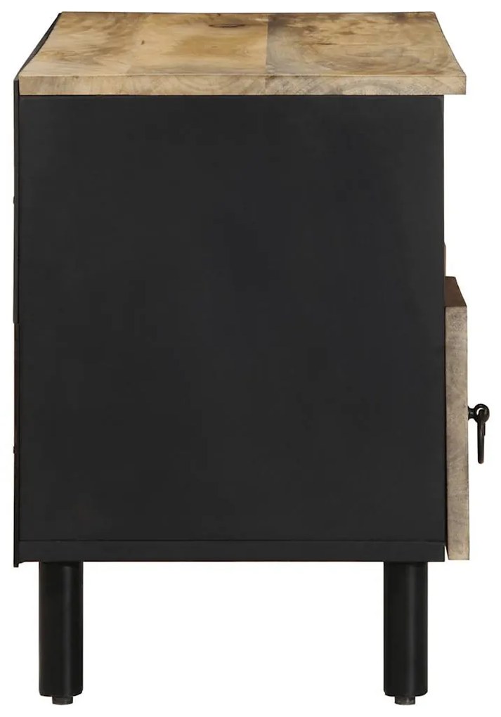 fekete tömör nyers mangófa TV-szekrény 100 x 33,5 x 46 cm