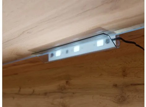 TV szekrény Dlana 180 MDF (fekete grafit + halcsont fekete) (fehér LED világítás). 1106209