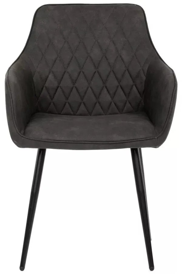 Scaun de dining modern cu brațe, cu cusături decorative elegante. Tapițerie din material textil negru. DCH-225. Livrare din stoc.