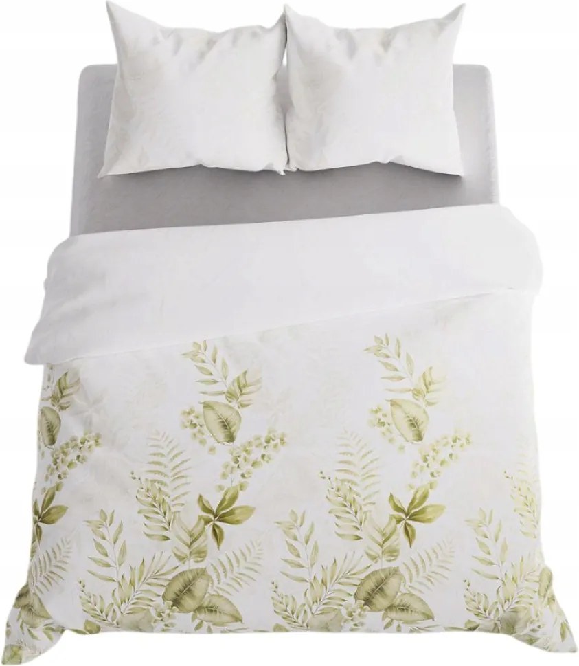 Ligiero szatén pamut ágyneműhuzat garnitúra 220x200 fehér levélmintás