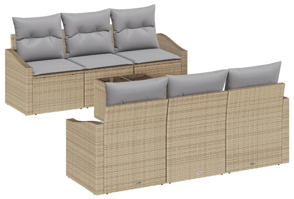 7 részes kerti kanapé szett párnákkal bézs műrattan