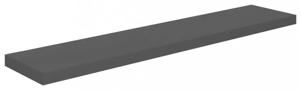 4 db magasfényű szürke MDF lebegő fali polc 120 x 23,5 x 3,8 cm