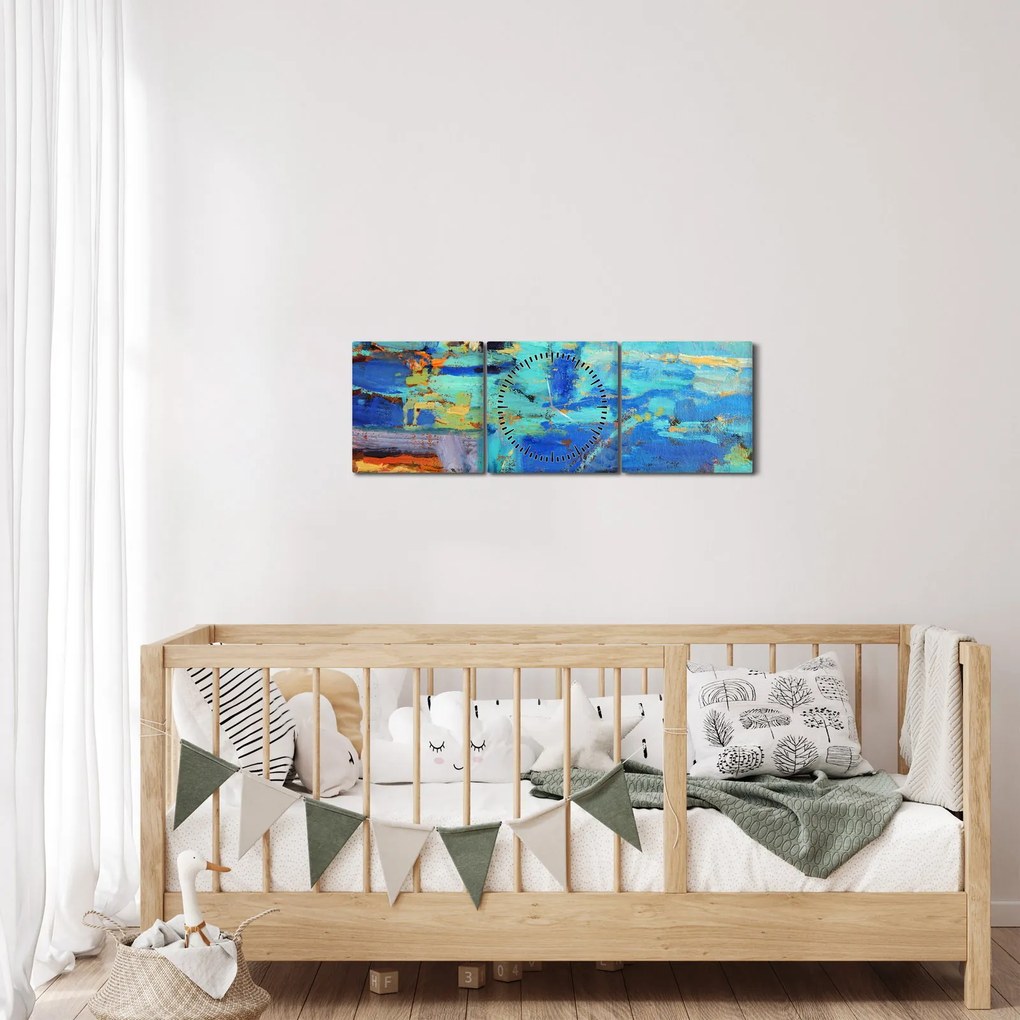 Kép - Absztrakt olajfestmény (órával) (90x30 cm)