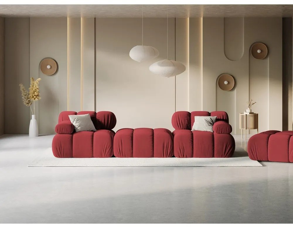 Piros bársony sarokkanapé Bellis – Micadoni Home