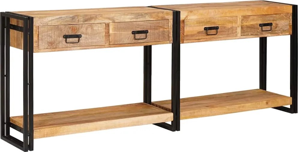 vidaXL Konzolasztalok 2 pcs Barna 200 x 33 x 75 cm Tömör Mangófát