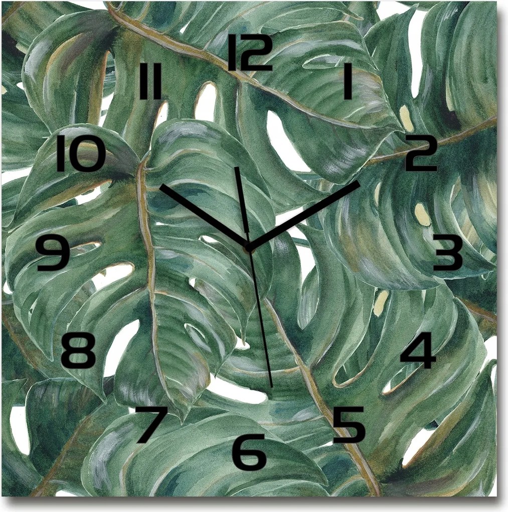 Monstera edzett üveg falióra 60x60