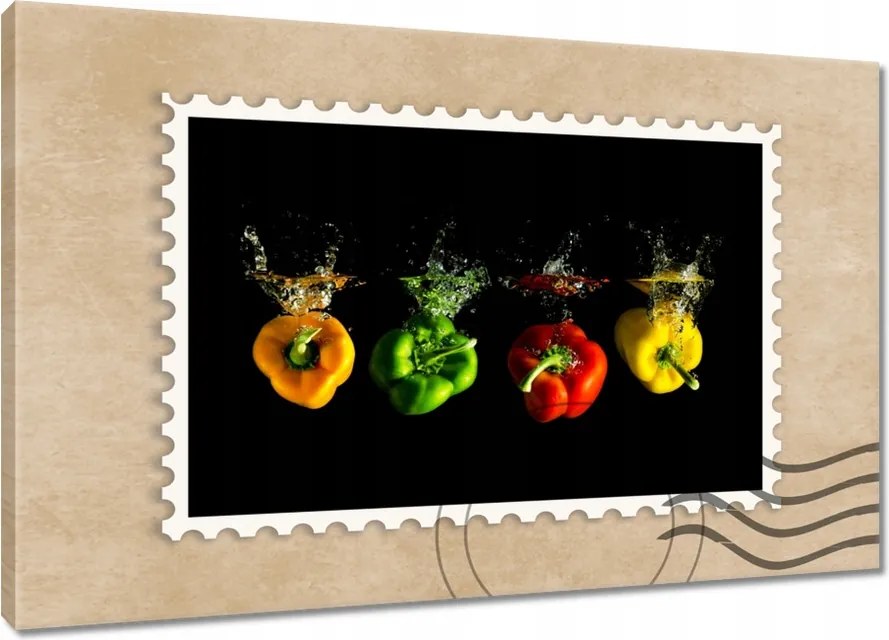 Vászonkép 90x60 Négy színes paprika