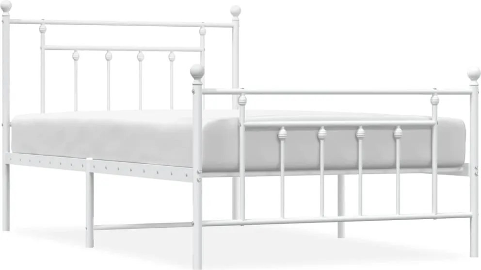 vidaXL fehér fém ágykeret fej- és lábtámlával 100x200 cm
