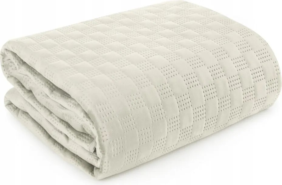 Dekoratív ágytakaró SOFIA4 200x220 krém bársony steppelt geometrikus minta