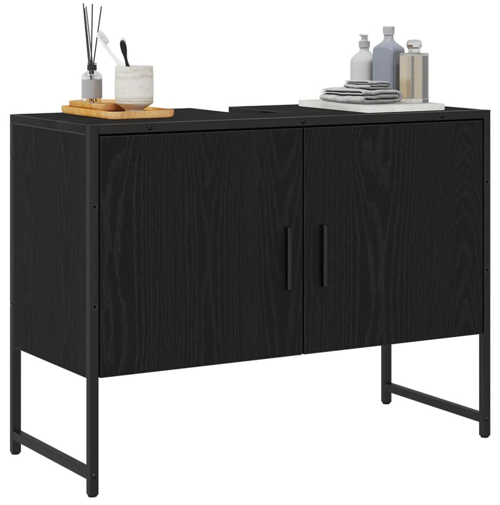 Fürdőszobai mosdószekrény Fekete tölgy 80x33x60 cm Mérnöki fa