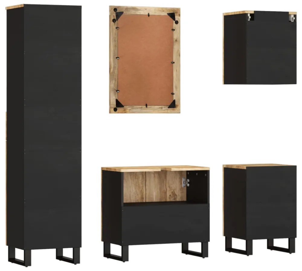 5 részes tömör mangófa fürdőszobai bútorszett