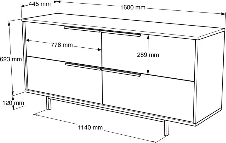Komód, 160 cm – On3-W