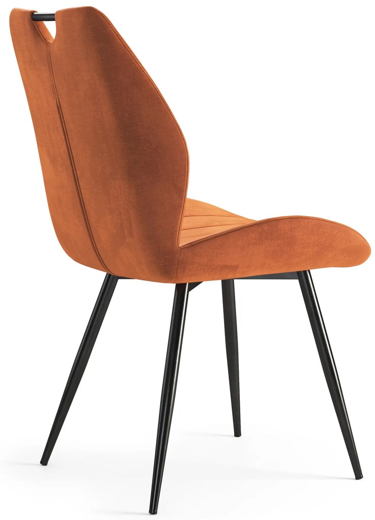 MAZZONI EXPORT ARNO Fahéj (Bluvel 4215 szövet) - MODERN KÁRPITOZOTT ÉTKEZŐSZÉK NAPPALIBA/ÉTKEZŐBE VELVET FOGANTYÚVAL NARANCSSÁRGA/BARNA