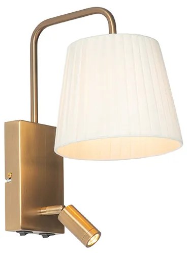 Modern fali lámpa fehér és bronz olvasólámpával - Renier