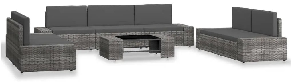vidaXL 8 részes szürke polyrattan kerti ülőgarnitúra