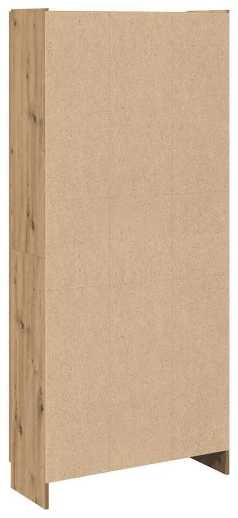 kézműves tölgy színű szerelt fa magasszekrény 82,5x30,5x185 cm