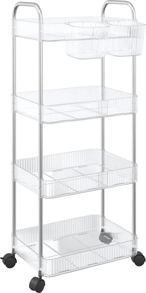 vidaXL tárolókocsi 4 szintes átlátszó 37x28x95 cm akril