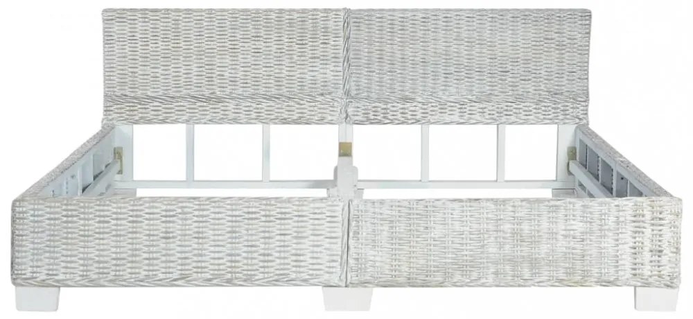 szürke természetes rattan ágykeret 180 x 200 cm