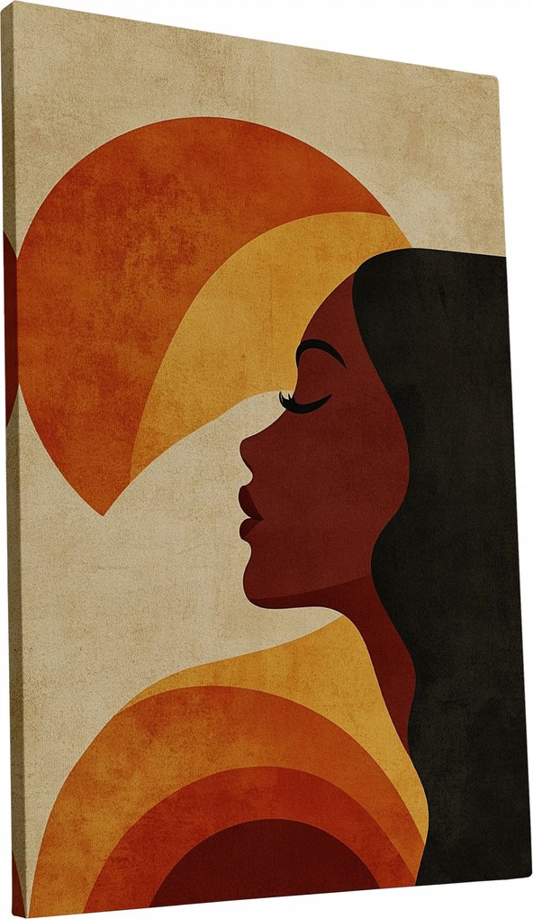 Vászonkép Retro Nő a 70-es évek stílusában otthon nappali 60x90