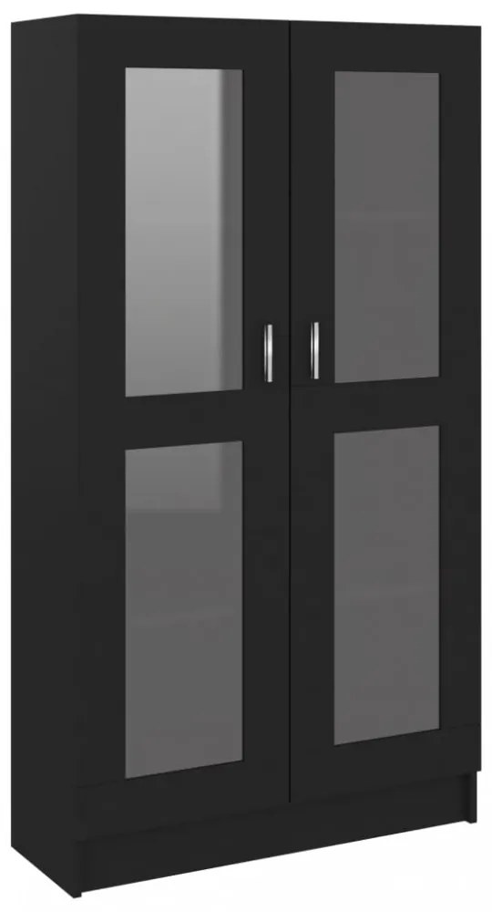fekete szerelt fa vitrinszekrény 82,5 x 30,5 x 150 cm