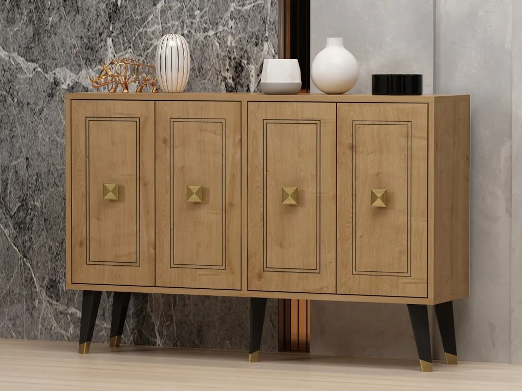 Komód, zafír tölgy-arany, 120 cm – TR327ODS1226