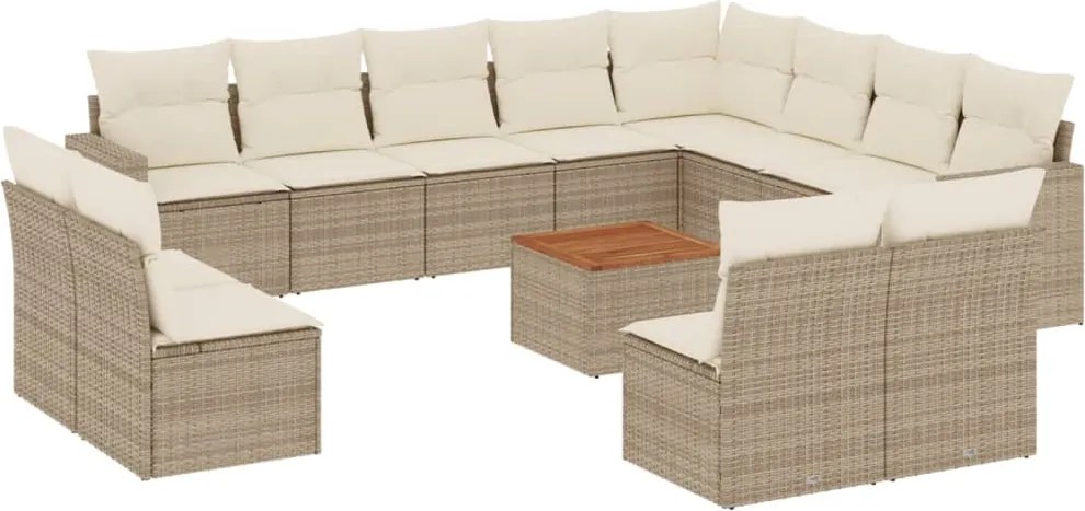 vidaXL 13 részes bézs polyrattan kerti ülőgarnitúra párnákkal
