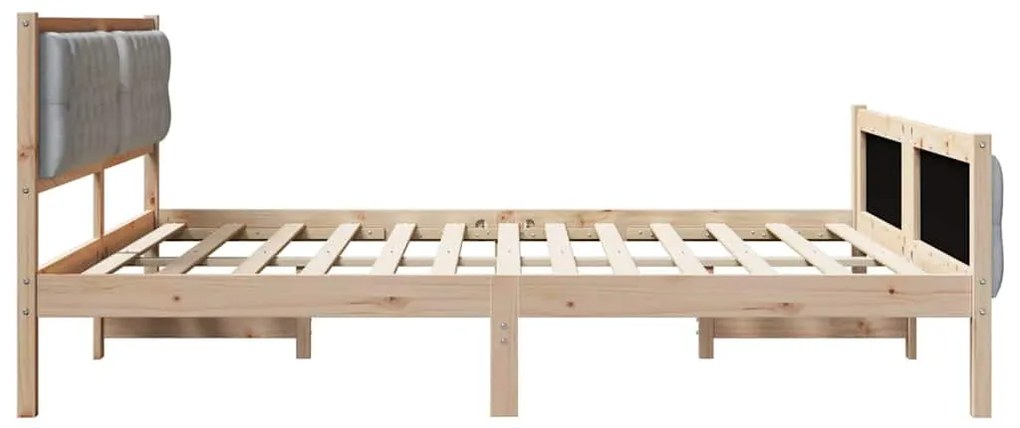 Ágykeret fejtámlával Világosszürke 180 x 200 cm Tömör fenyőfa