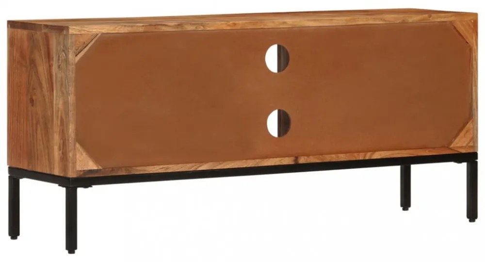 mézbarna és szürke tömör akácfa TV-szekrény 110 x 30 x 50 cm