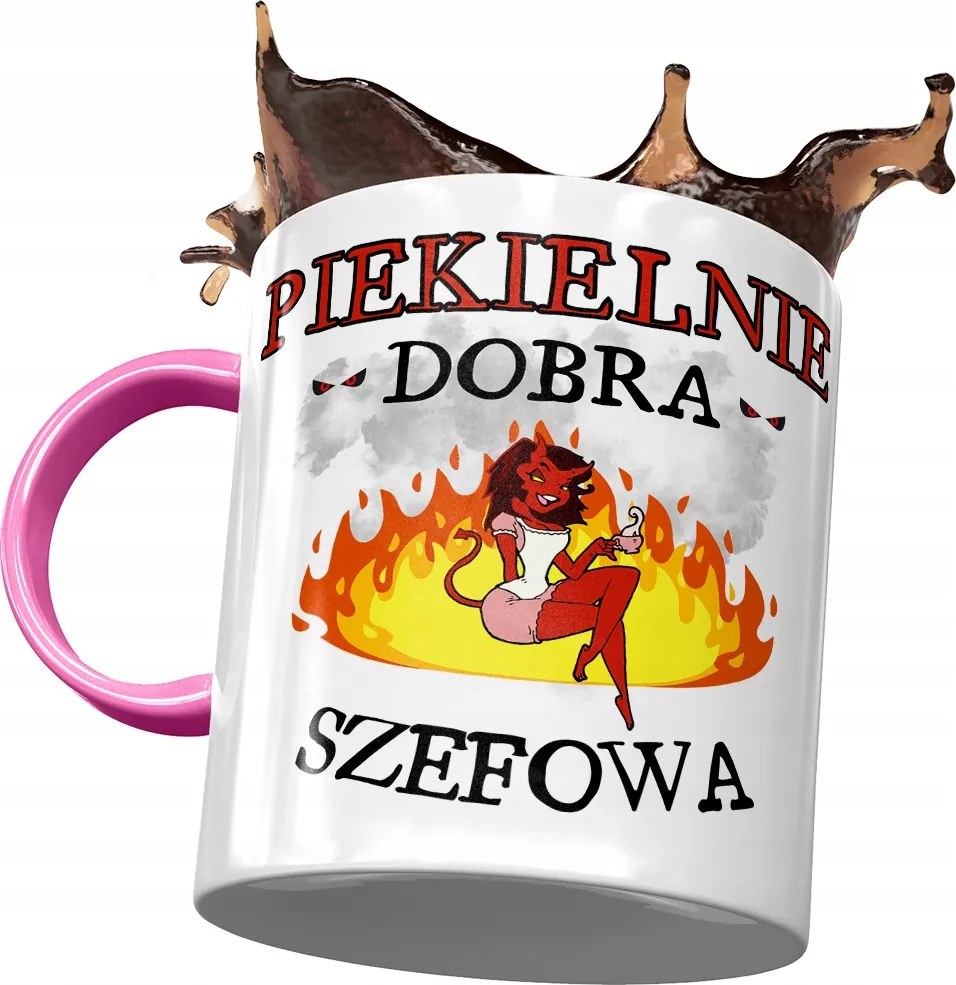 Rózsaszín Bögre A Főnöknek Pokolian Jó Főnök Nyomtatott Fotóval