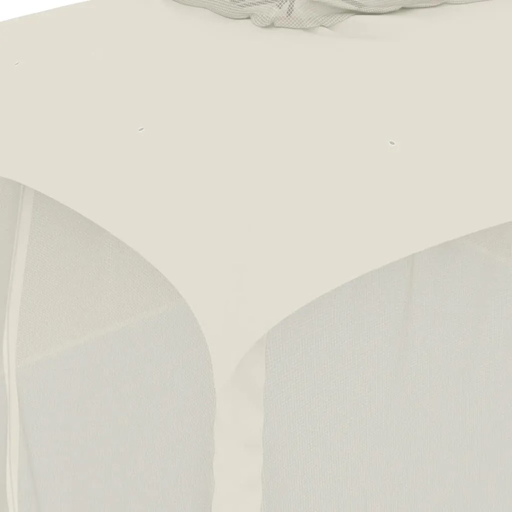 krémszínű acél dupla tetős pavilon hálós falakkal 3,93 x 2,93 m