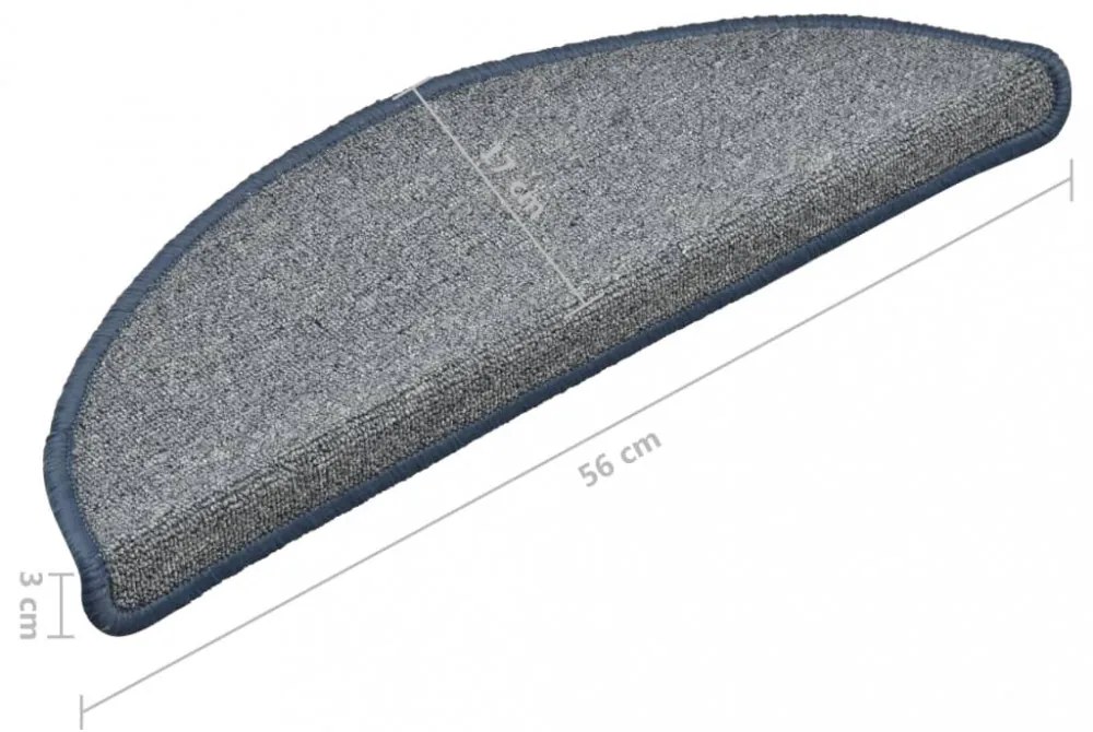 15 db világosszürke és kék lépcsőszőnyeg 56 x 17 x 3 cm