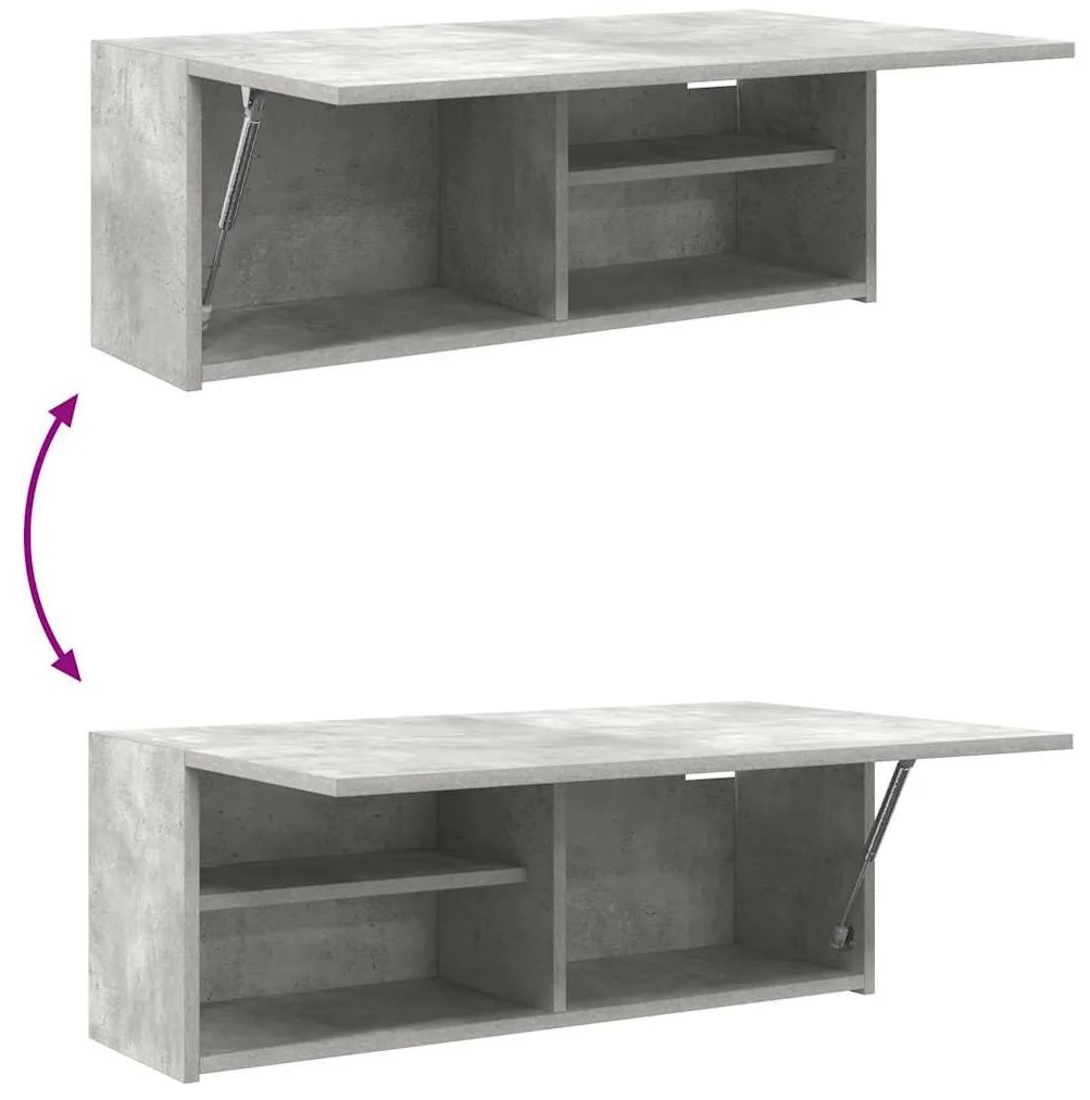 betonszürke szerelt fa fali fürdőszobaszekrény 80 x 25 x 30 cm